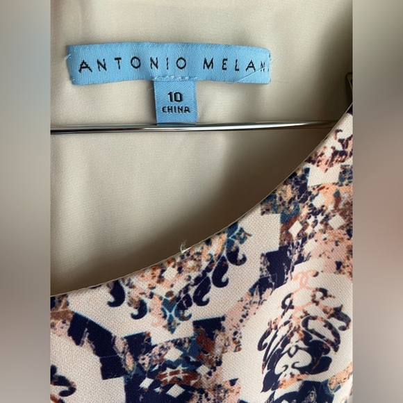 ANTONIO MELANI New Blush Pink Blue Print Sheath Dress With Sleeves Size 10 NWOT - Picture 5 of 13